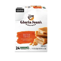 Gloria Jean's Butter Toffee Keurig Single-Serve K-Cup Pods, Medium Roast, 24 Pods Per Pack, Case Of 4 Packs