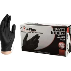 Gloveworks Nitrile Industrial Powder-Free Disposable Gloves, Medium, Black, Box Of 100 Gloves