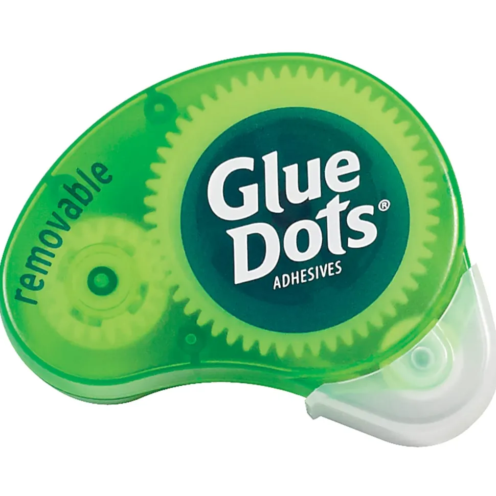 Glue Dots® Dot N Go® Dispensers, Removable, Clear/Green, Case Of 6