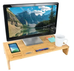 GNBI Bamboo Monitor Stand, 3 7/8”H x 23 3/4”W x 11 3/4”D, Natural