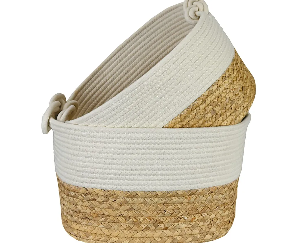 GNBI Infinity Knot Basket 2-Piece Set, Cream/Natural