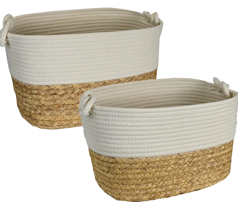 GNBI Infinity Knot Basket 2-Piece Set, Cream/Natural