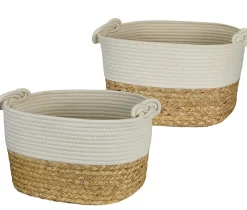 GNBI Infinity Knot Basket 2-Piece Set, Cream/Natural