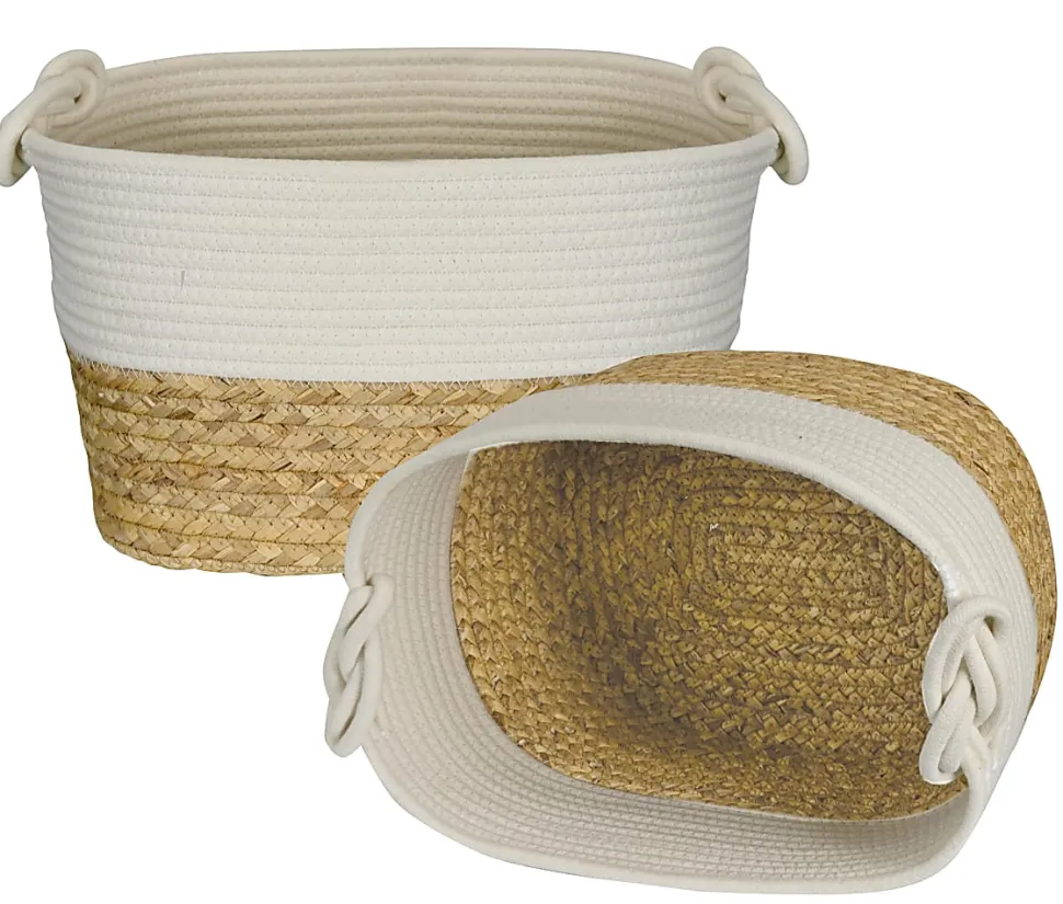 GNBI Infinity Knot Basket 2-Piece Set, Cream/Natural