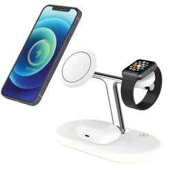 GNBI 3-In-1 Magnetic Wireless Charger, White, 7361