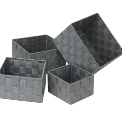 GNBI 4-Piece Woven Cube Set, Assorted Sizes (XS, S, M, L), Gray, Set Of 4