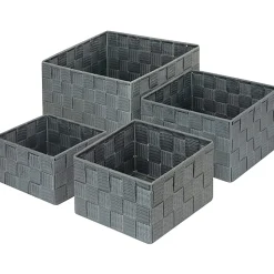 GNBI 4-Piece Woven Cube Set, Assorted Sizes (XS, S, M, L), Gray, Set Of 4
