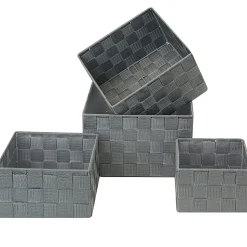 GNBI 4-Piece Woven Cube Set, Assorted Sizes (XS, S, M, L), Gray, Set Of 4