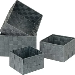 GNBI 4-Piece Woven Cube Set, Assorted Sizes (XS, S, M, L), Gray, Set Of 4