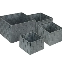 GNBI 4-Piece Woven Cube Set, Assorted Sizes (XS, S, M, L), Gray, Set Of 4