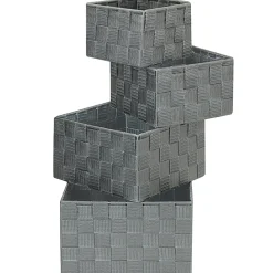 GNBI 4-Piece Woven Cube Set, Assorted Sizes (XS, S, M, L), Gray, Set Of 4