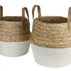 GNBI Polyester Baskets, Cream/Natural, Set Of 2 Baskets