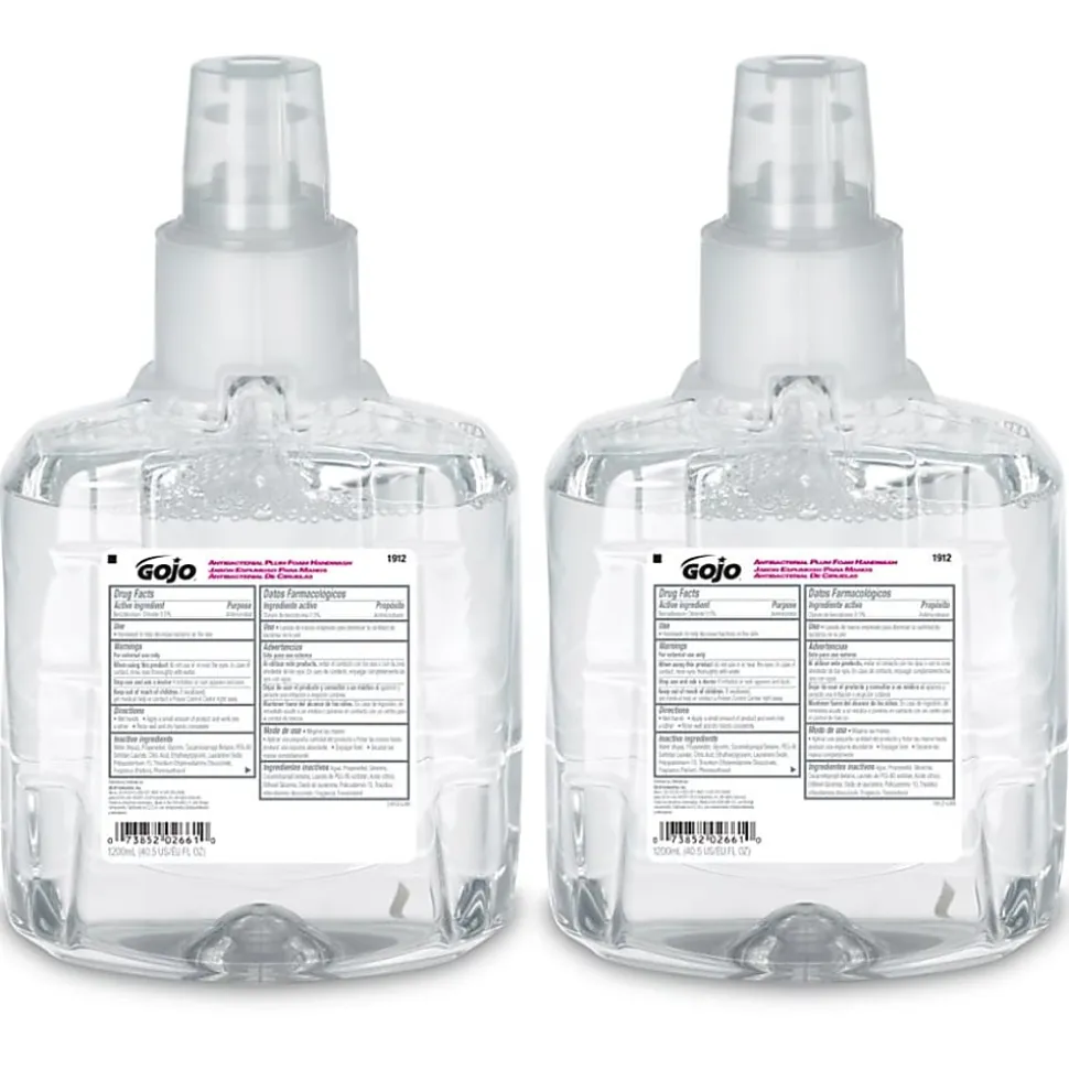 GOJO® Antibacterial Foam Hand Wash Soap, Plum Scent, 40.58 Oz, Carton Of 2 Bottles