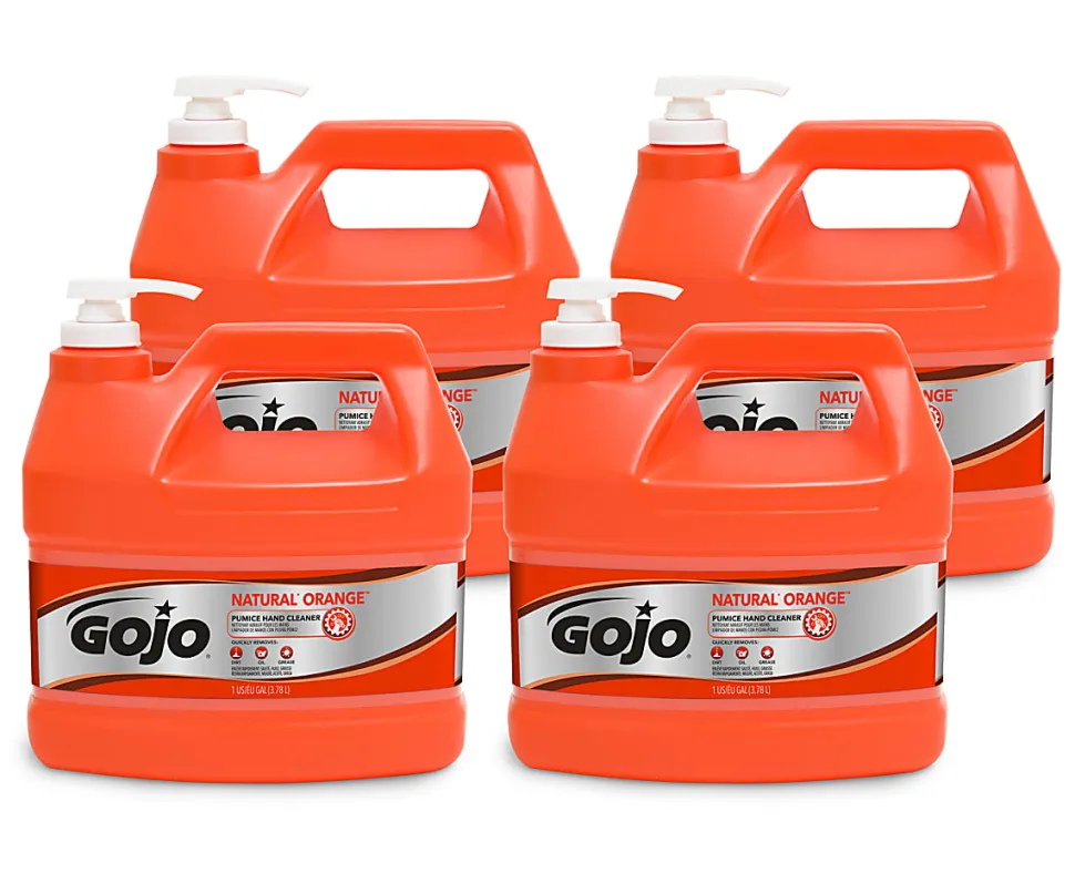 GOJO® Natural Orange Pumice Heavy-Duty Lotion Hand Soap Cleaner, Citrus Scent, 128 Oz, Carton Of 4 Bottles