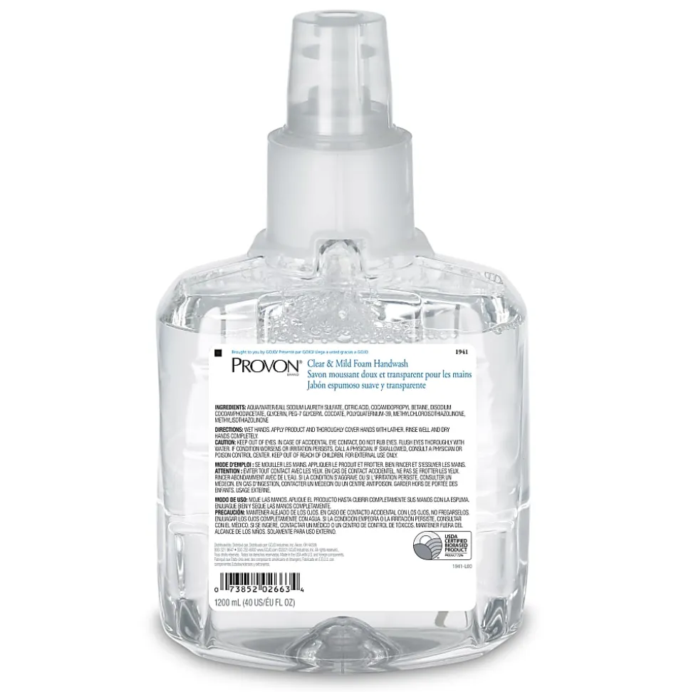 GOJO® PROVON® LTX-12 Foam Hand Wash Soap, Clear & Mild Scent, 40.58 Oz Bottle
