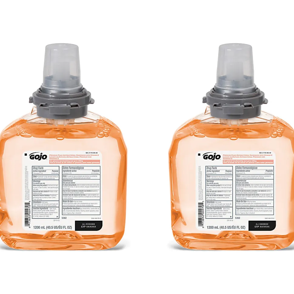 GOJO® TFX Touch-Free Antibacterial Foam Hand Soap, Orange Scent, 40.5 Oz, Carton Of 2 Bottles