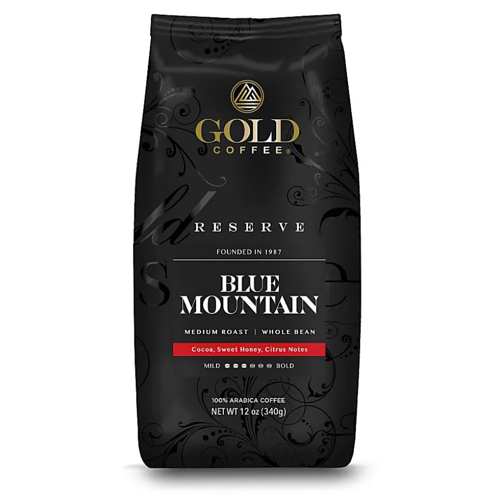 Gold Coffee Company Blue Mountain Blend, Whole Bean, 12 Oz, Total Qty 1