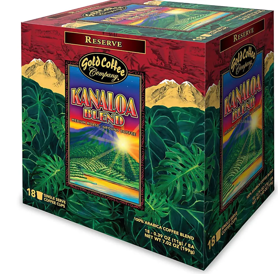 Gold Coffee Company Single-Serve Kanaloa Blend Pods, Total Qty 72