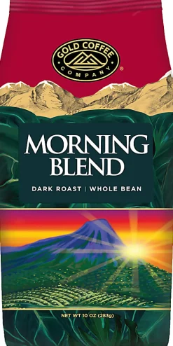 Gold Coffee Company Whole Bean Coffee, Morning Blend, 10 Oz Per Bag