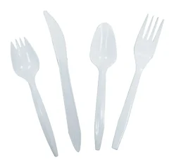 Goldmax Medium-Weight Flexible Plastic Utensils, Knives, White, Case Of 1,000