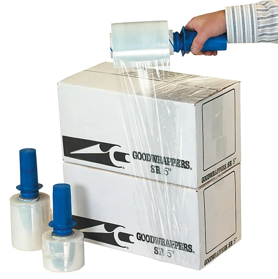 GoodWrappers® Bundling Stretch Film, 80 Gauge, 5" x 1500', , Clear, Pack Of 8
