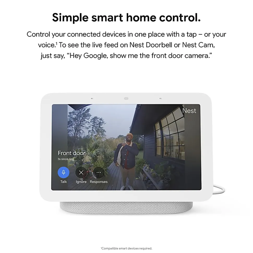 Google™ Nest Hub Display With Voice Search and Voice Command, 2nd Generation, Chalk