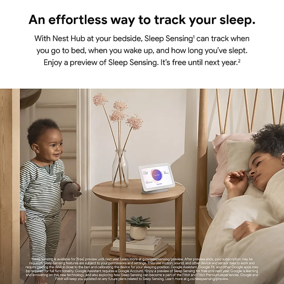 Google™ Nest Hub Display With Voice Search and Voice Command, 2nd Generation, Chalk