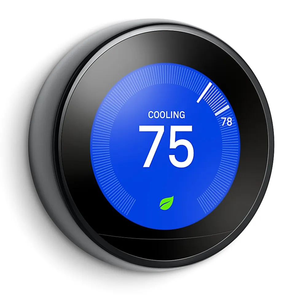 Google™ Nest Programmable Learning Thermostat With Temperature Sensor, 3rd Generation, Black, T3018US
