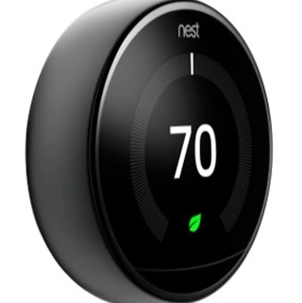 Google™ Nest Programmable Learning Thermostat With Temperature Sensor, 3rd Generation, Black, T3018US