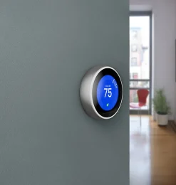 Google™ Nest Programmable Learning Thermostat With Temperature Sensor, 3rd Generation, Black, T3018US