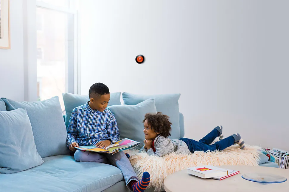 Google™ Nest Programmable Learning Thermostat With Temperature Sensor, 3rd Generation, Black, T3018US