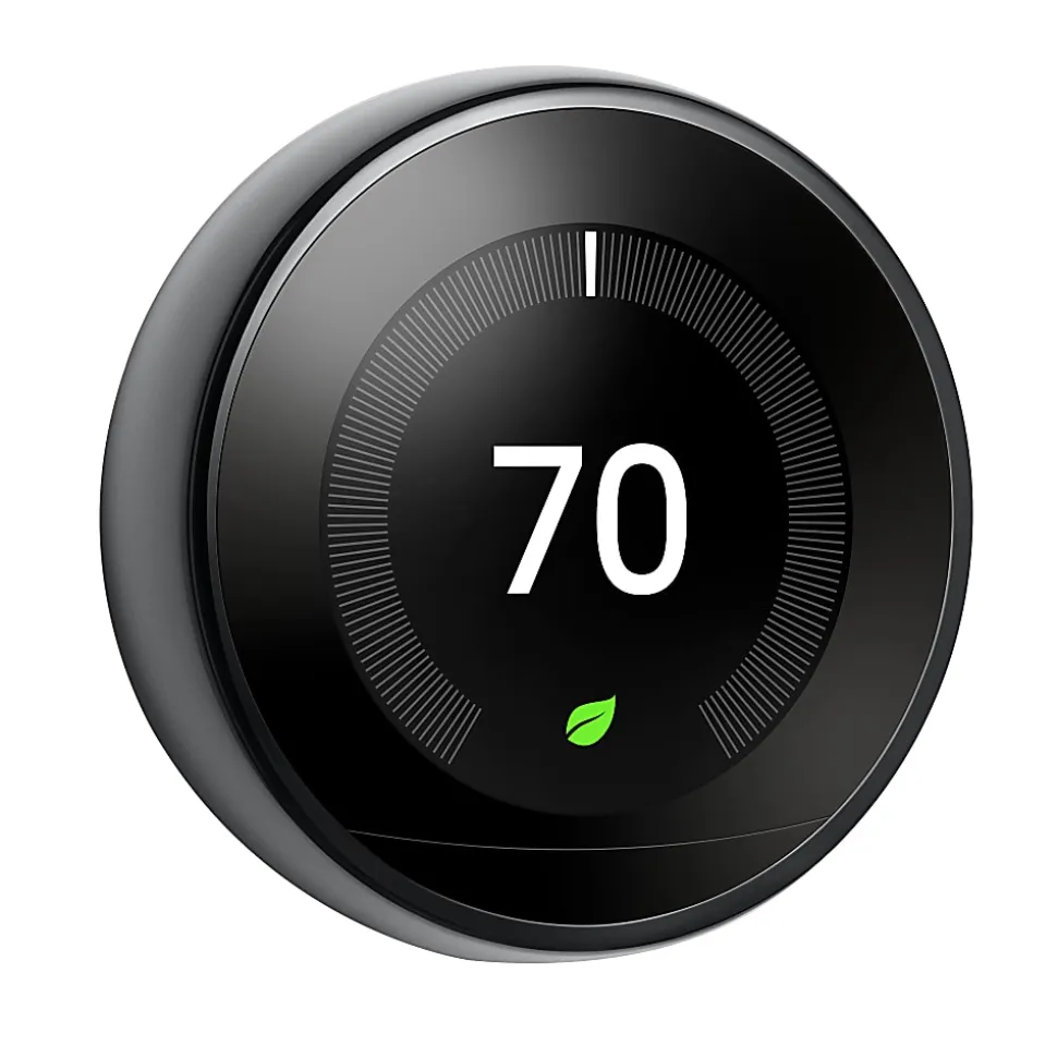Google™ Nest Programmable Learning Thermostat With Temperature Sensor, 3rd Generation, Black, T3018US