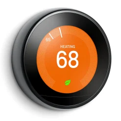 Google™ Nest Programmable Learning Thermostat With Temperature Sensor, 3rd Generation, Black, T3018US