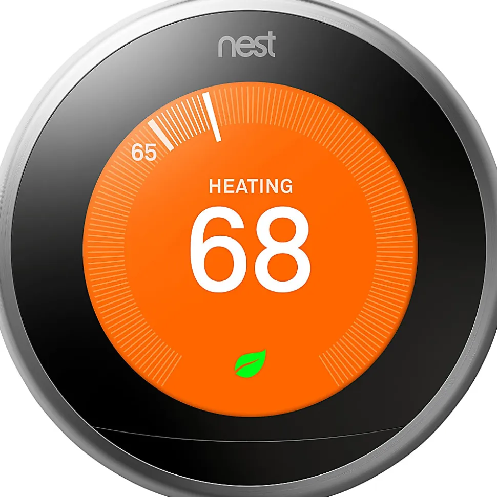 Google™ Nest Programmable Learning Thermostat with Temperature Sensor, 3rd Generation, Stainless Steel