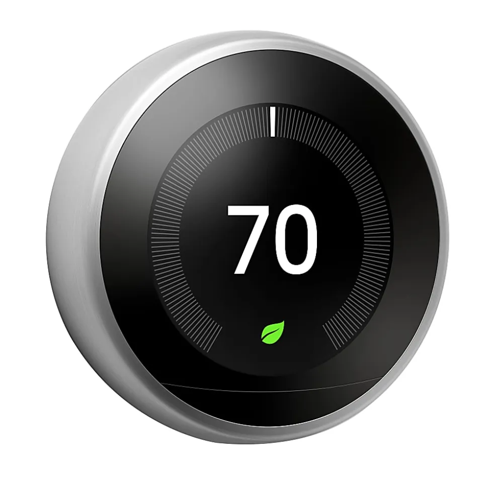 Google™ Nest Programmable Learning Thermostat with Temperature Sensor, 3rd Generation, Stainless Steel