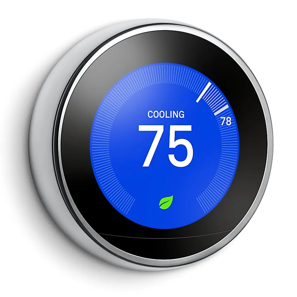 Google™ Nest Programmable Learning Thermostat with Temperature Sensor, 3rd Generation, Stainless Steel