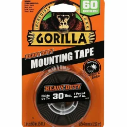 Gorilla Glue™ Heavy-Duty Double-Sided Mounting Tape, 1" x 1.67 yd., Black
