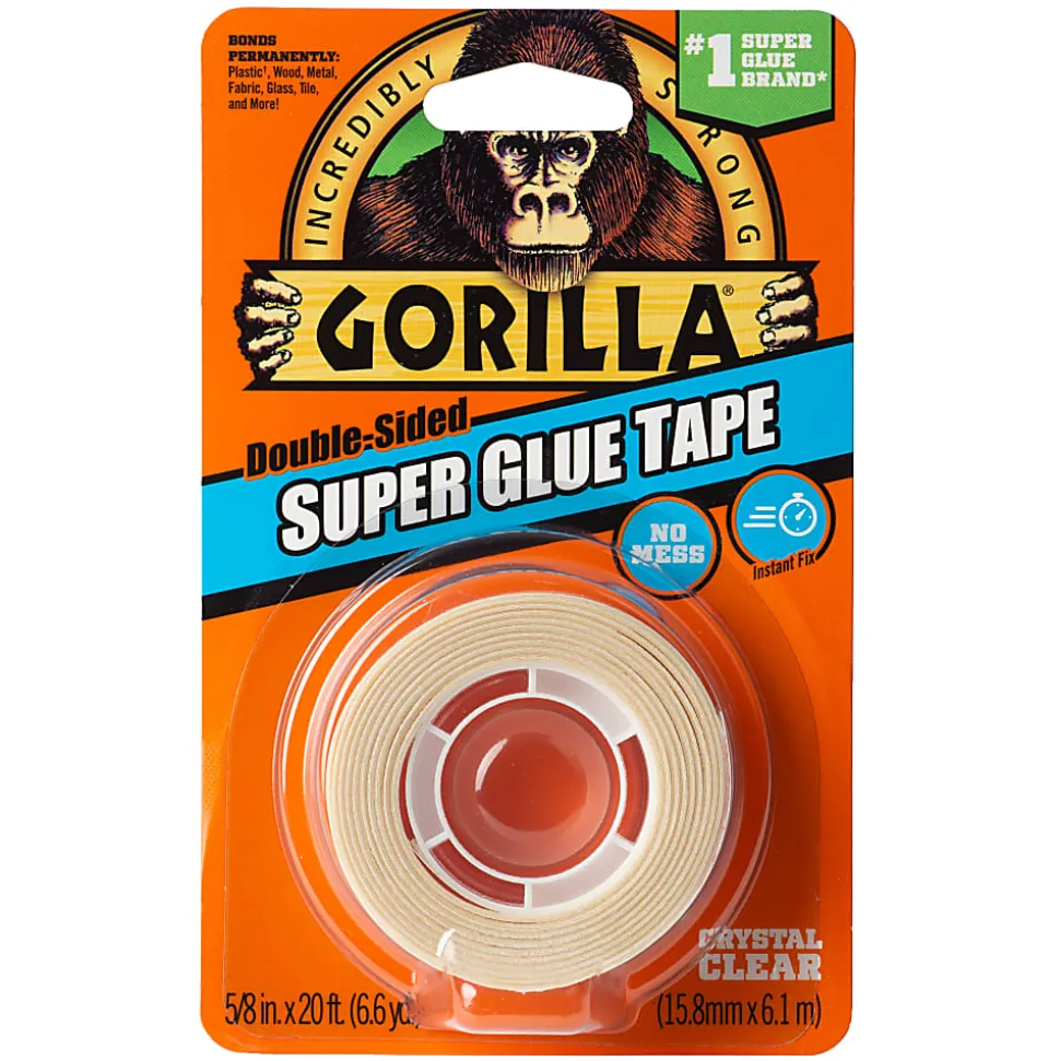 Gorilla Glue Super Glue Double-Sided Tape, 5/8" x 6.6 Yd., White