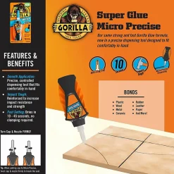 Gorilla Micro Precise Super Glue - 0.19 oz - Clear - 1 Each
