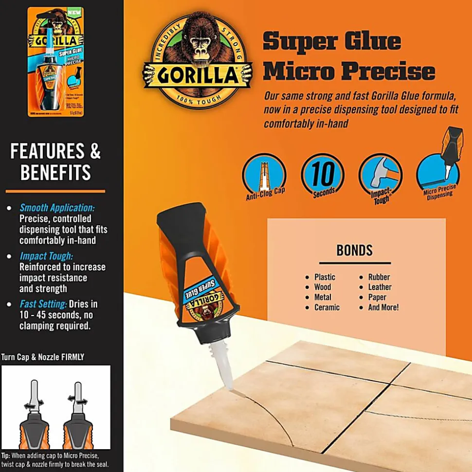 Gorilla Micro Precise Super Glue - 0.19 oz - Clear - 1 Each