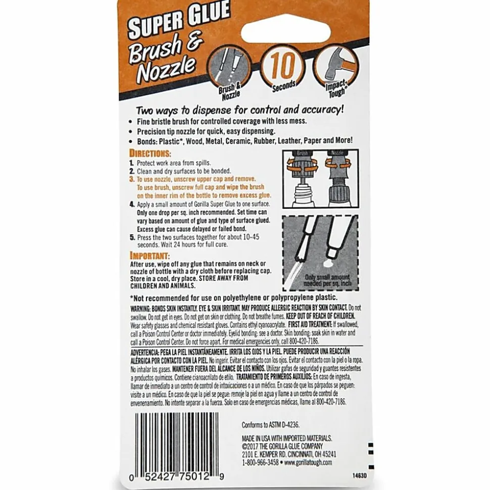 Gorilla™ Super Glue Brush & Nozzle, 0.35 Oz