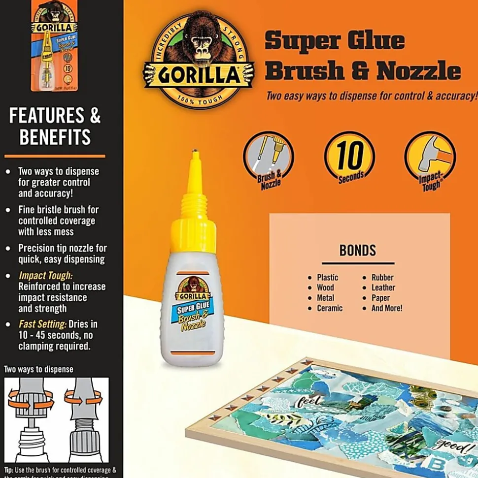 Gorilla™ Super Glue Brush & Nozzle, 0.35 Oz