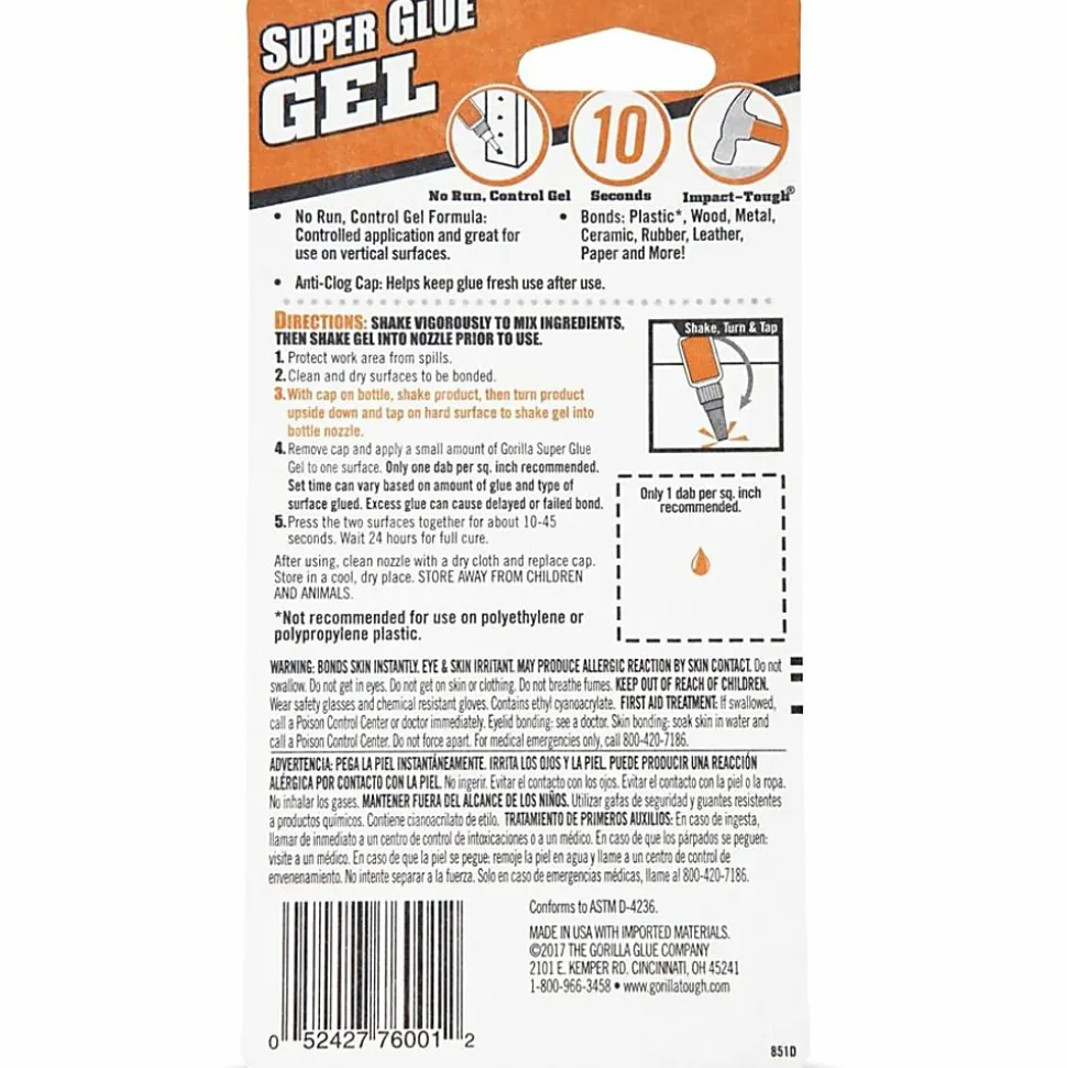 Gorilla™ Super Glue Gel, 0.53 Oz
