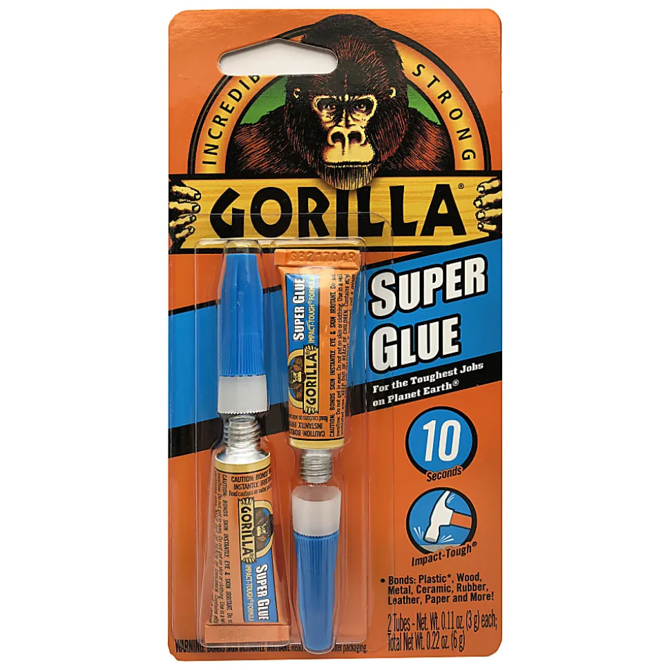 Gorilla™ Super Glue, 0.11 Oz Tubes, Pack Of 2 Tubes