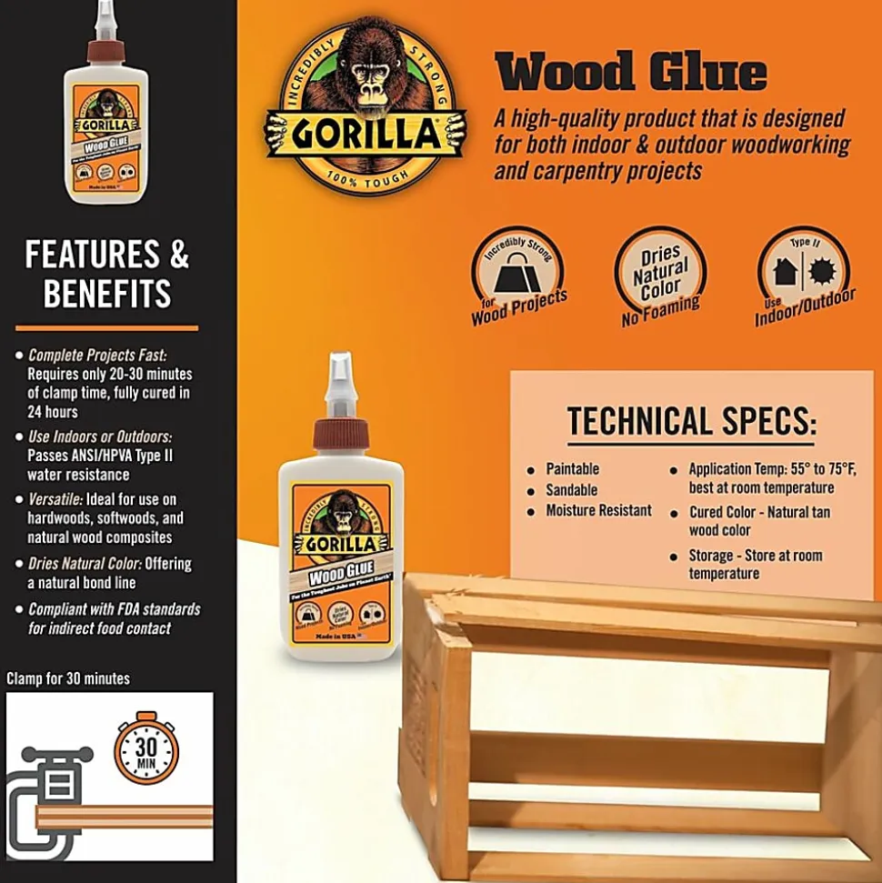 Gorilla Wood Glue - 4 oz - Off White - 1 Each