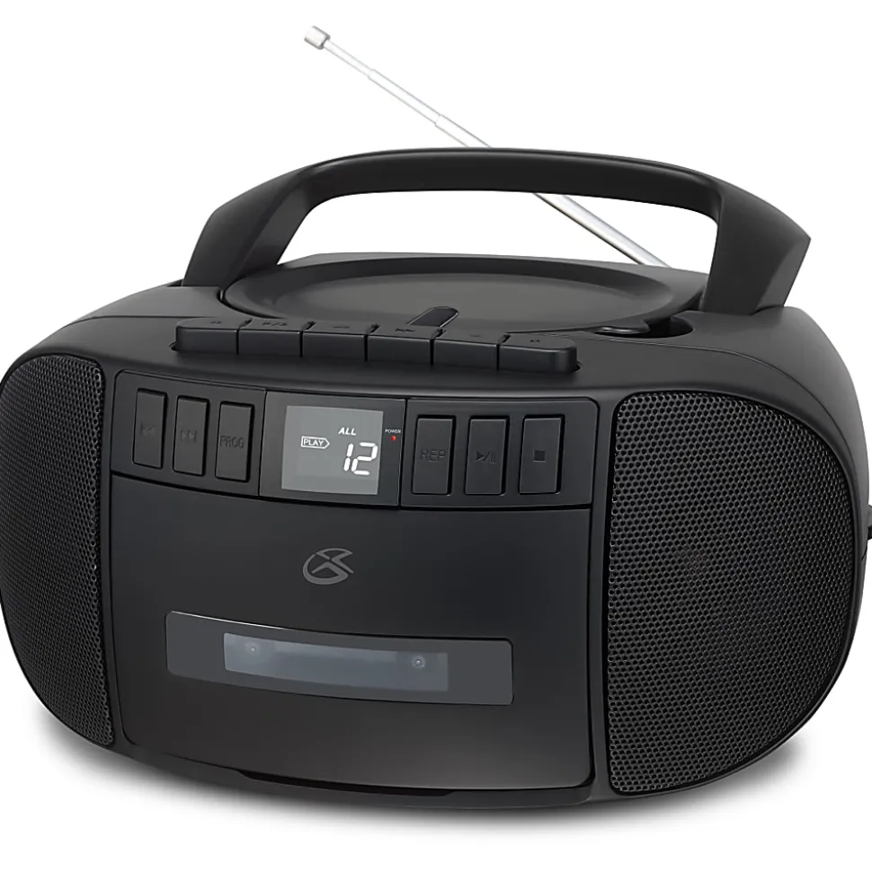 GPX BCA209 CD Boombox With AM/FM Radio, 4.88"H x 8.87"W x 9.53"D, Black