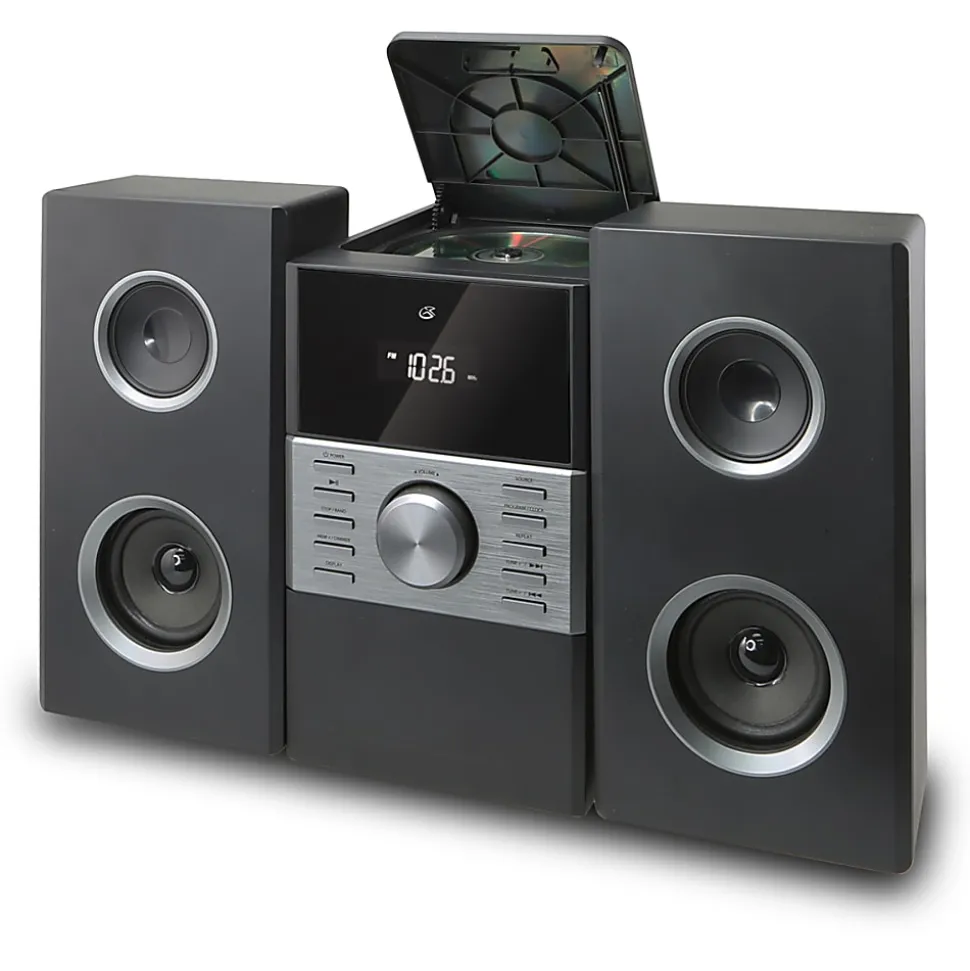 GPX HC425B 2-Channel Stereo Home Music System With AM/FM Radio, 9-1/2”H x 7-1/8”W x 5-15/16”D