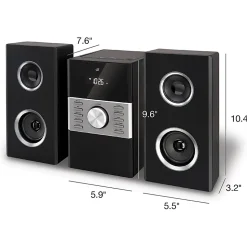 GPX HC425B 2-Channel Stereo Home Music System With AM/FM Radio, 9-1/2”H x 7-1/8”W x 5-15/16”D