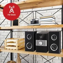 GPX HC425B 2-Channel Stereo Home Music System With AM/FM Radio, 9-1/2”H x 7-1/8”W x 5-15/16”D