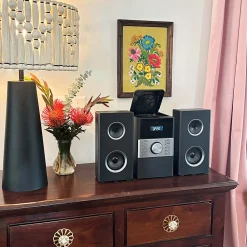 GPX HC425B 2-Channel Stereo Home Music System With AM/FM Radio, 9-1/2”H x 7-1/8”W x 5-15/16”D